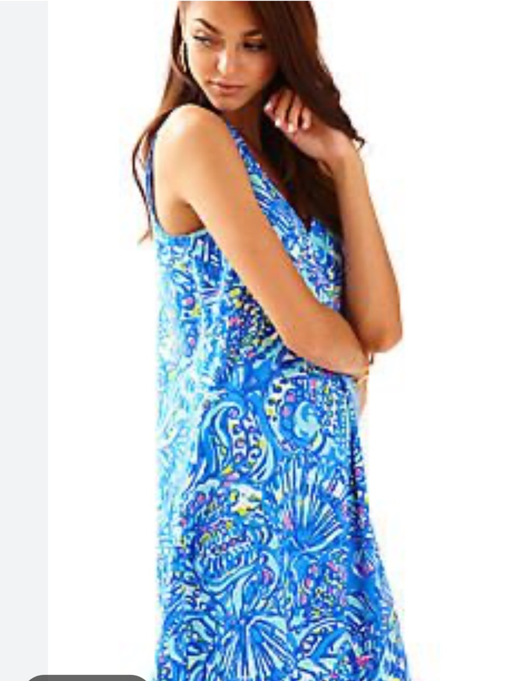 Lilly Pulitzer Amina V-neck Blue Multi Paisley Print Sleeveless Dress Size Small
